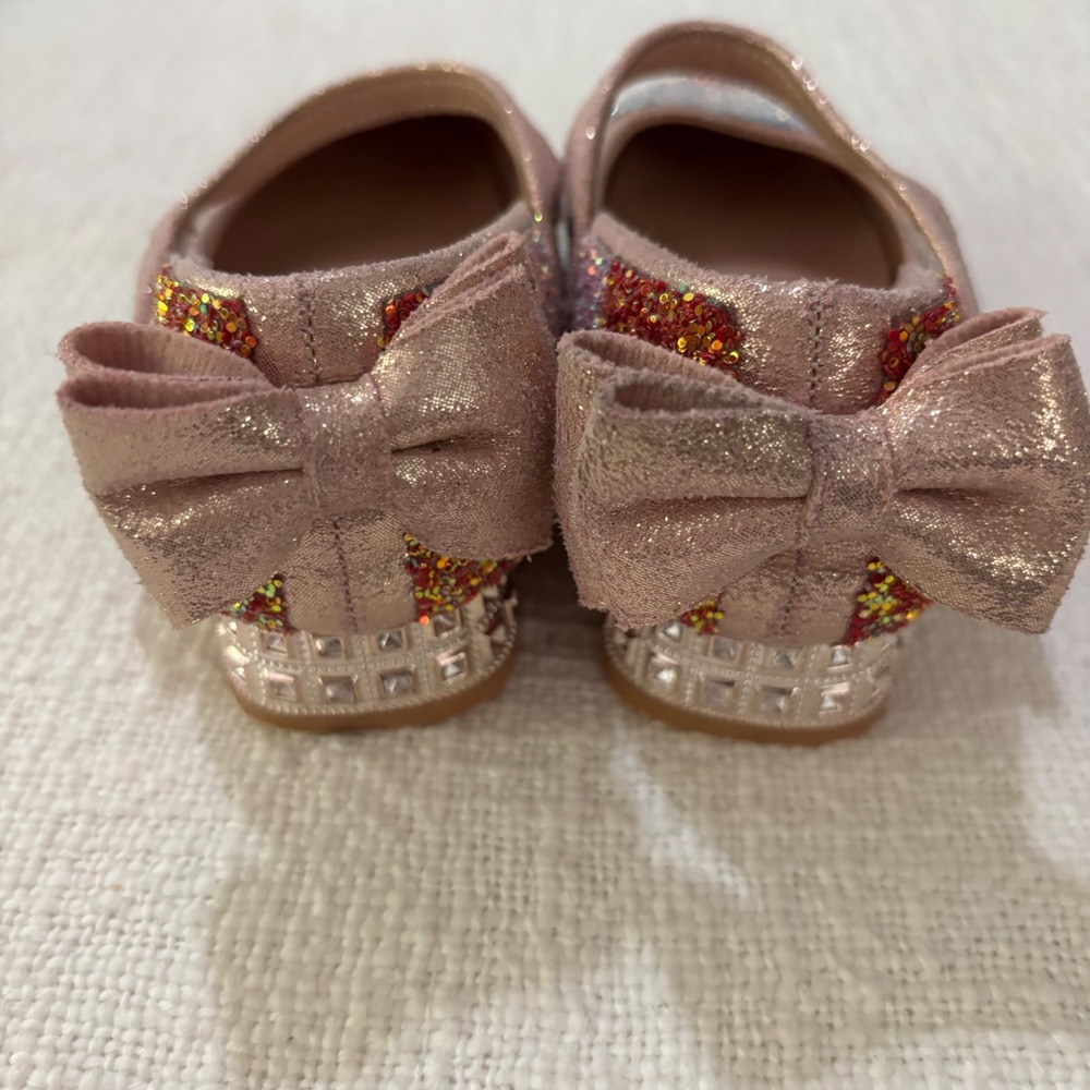 XIAORUNV Girls Rainbow Glitter Mary Jane Dress Shoes Rhinestone Heel Bow Size 30 - Picture 7 of 9